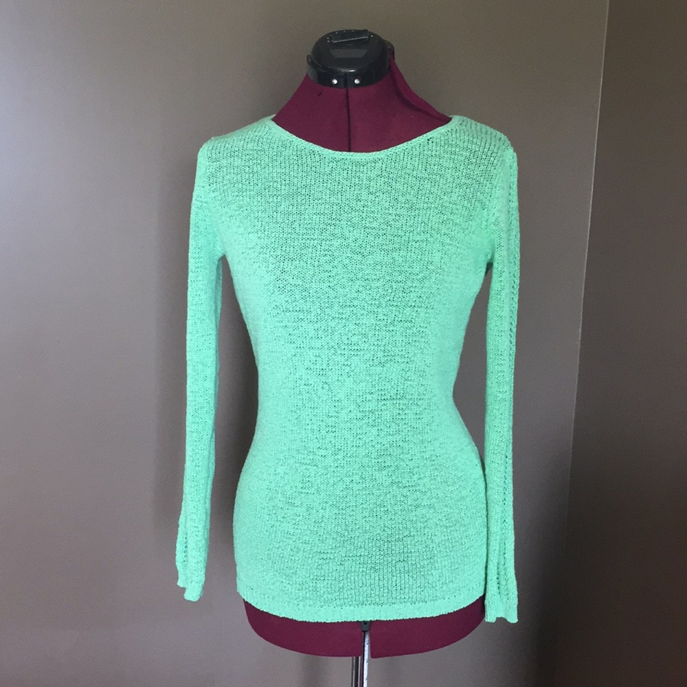 NWT Rachel Zoe Green Karla Openwork Ribbed Sweater (Size S)